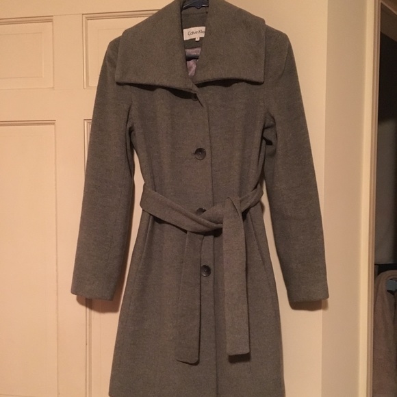 Calvin klein grey wool coat Clearance